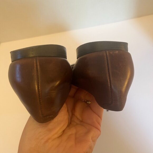 Chanel Leather Dark Brown Cap Toe Metal CC Flats Chocolate Shoes EU 37 / US 7 - Picture 9 of 11